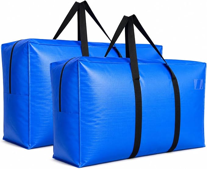 Extra Large Storage Bags, Jumbo Moving Tent Storage Bags, Foldable Big Blue XXL Duffle Bag for Travel,Christmas Tree Bag, 42x23x13.5inch - 2PACK