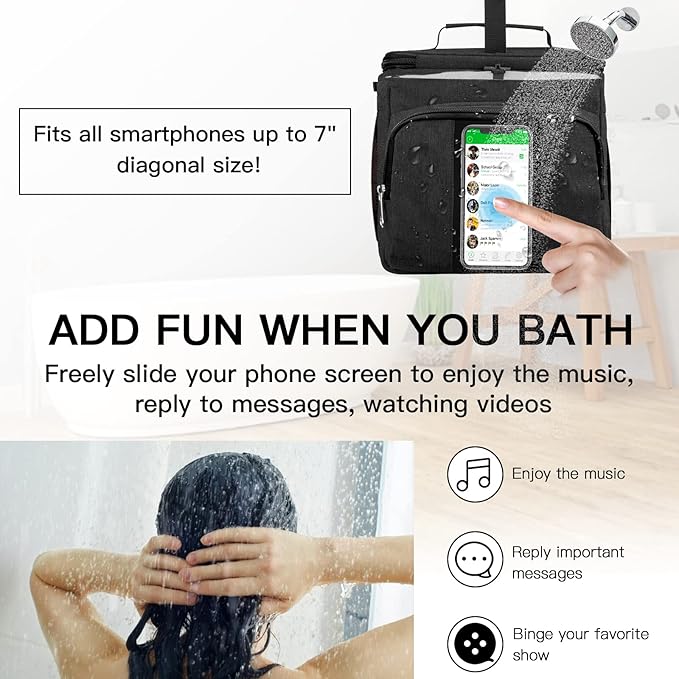 Bukere Shower Caddy Tote Bag, Portable Shower Caddy for College Dorm Travel, Separate Compartment, Large Capacity, Quick Dry Mesh Base, Hanging Toiletry Bath Bag for Student, Gym, Camp, Women Men