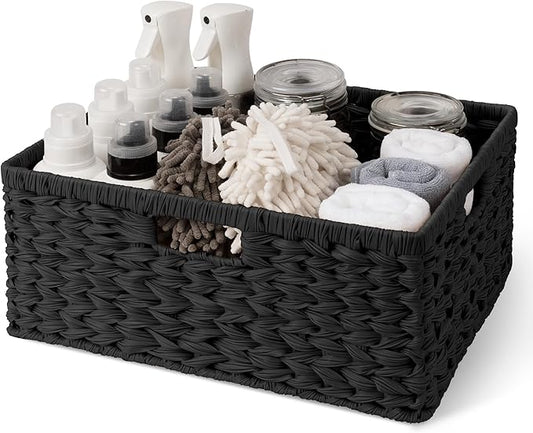 GRANNY SAYS Storage Basket for Organizing, Wicker Storage Basket for Shelf, Large Wicker Basket for Organization, Decorative Basket for Living Room and Entryway, 1-Pack
