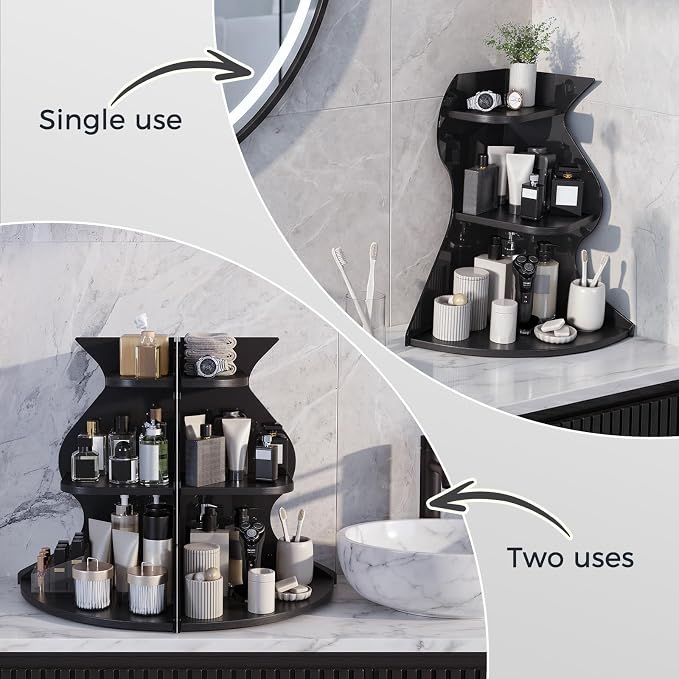 Bathroom Counter Organizer,Bathroom Counter Shelf,Perfume Organizer | 3 Tier Corner Bathroom Counter Organizer, Bathroom Sink Organizer, Makeup Organizer, Vanity Organizer Countertop,Corner Shelf