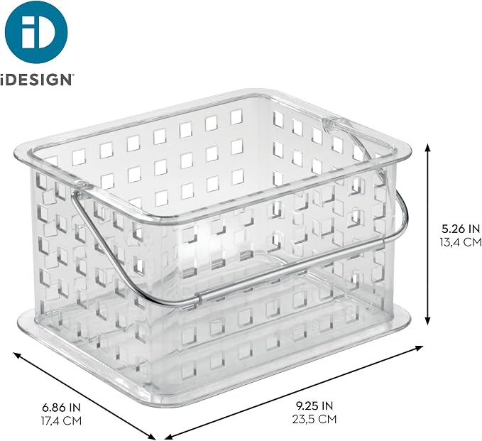 iDesign Small Clear Shower Caddy with Handle | Portable, Shower Organizer, For Dorm or Bathroom
