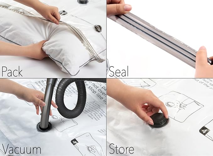 SpaceAid Vacuum Storage Bags, Space Saver Sealer Compression Bags for Comforters, Blankets, Pillows, Bedding, Clothes (Large 3 Pack)