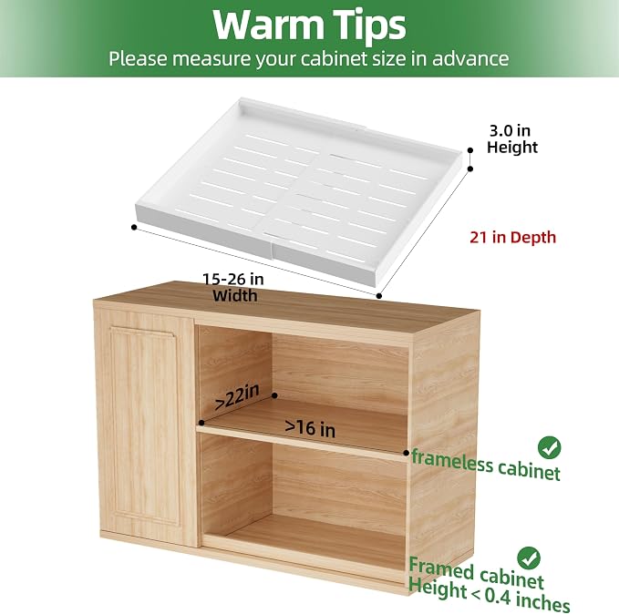 PAKETA 4 Pack Expandable Pull Out Cabinet Organizer,21" Deep | Pull Out Drawers for Cabinets with width from 15" to 26",Sliding Drawers for Cabinets with Upgrade 3 Slide Rails,hold 65 lbs