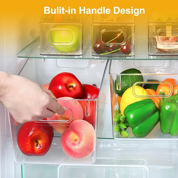 Hudgan 4 Packs Refrigerator Organizers and Storage , 4 Large Storage Containers for Pantry Organizers, Home Edit, Kitchen Cabinet, Refrigerator, Under Sink Organization, Bathroom, Office