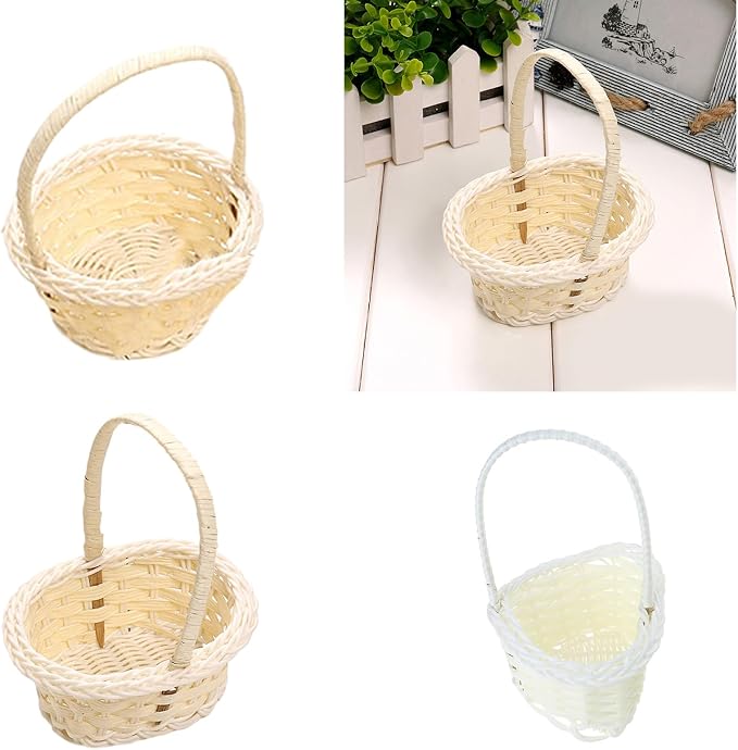 Multi Functional Storage Basket Wicker Flower Basket with Handles Handwoven Baskets Versatile Decoration Thoughtful Gift and Wood