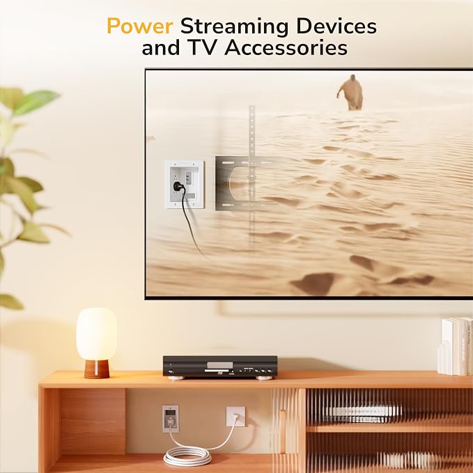 Mount-It! In-Wall TV Cable Management Kit with Power – Triple Outlet, Male Wall Plug and 5ft External & 9ft Behind the Wall Cords, Hand Saw – Easy, Safe Cable Management for TV and Home Theater Setups