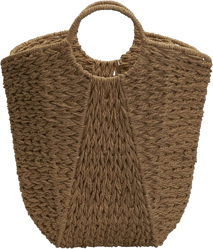 Household Essentials Natural Paper Rope Basket with Handles, Natural Woven Woven Storage Basket, Great for Decoration or Organization
