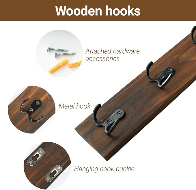Vertical Key Holder for Wall, Vertical Wooden Key Rack Organizer for Car Keys, Dog Leash,Wallet, Compact Wall Mount for Garage, RV, Dorm