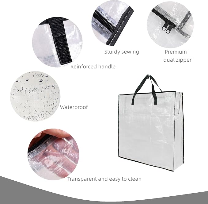 GONGKANGYUAN 25 Gallon Large Clear Storage Bags with Zipper and Handles, Blanket Bags for Closet Storage, Underbed Storage Organizer for Clothes Pillow Bedding Christmas Wreath