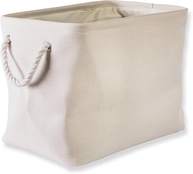 DII Collapsible Polyester Storage Bin, Variegated, Cream, Large