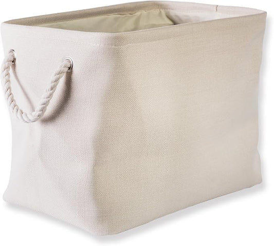 DII Collapsible Polyester Storage Bin, Variegated, Cream, Large