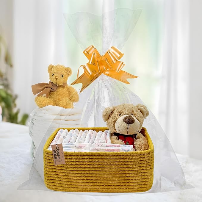 COMFY-HOMI 13" x 8.5" x 5.1" Storage Baskets for Organizing | Cotton Rope Woven Basket | Toy Storage Bin Box | Basket for Shelves, Closet Organizer Bin, Decorative Closet Shelf, 1 Pack