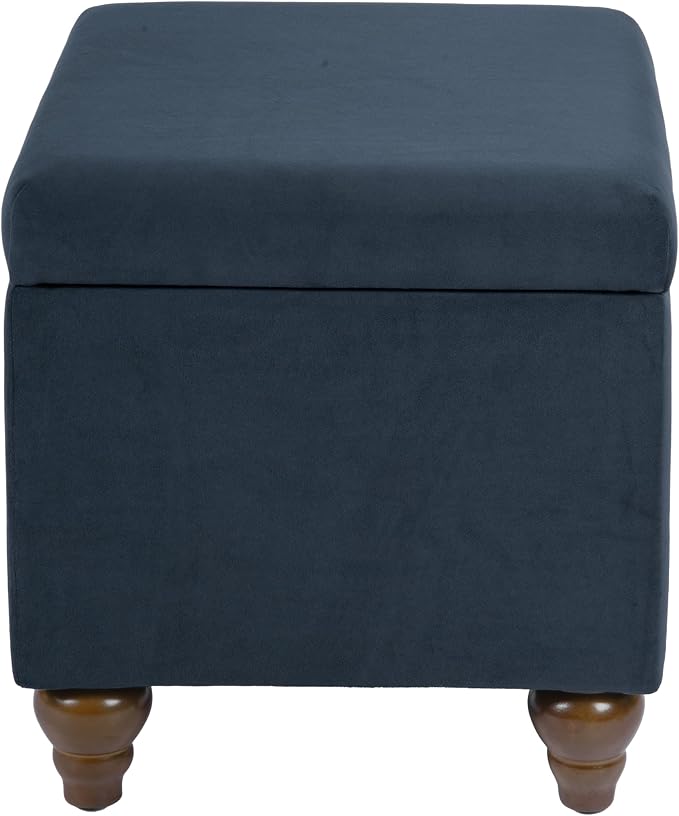 Spatial Order 22" Medium Rectangular Storage Ottoman - Blue Velvet