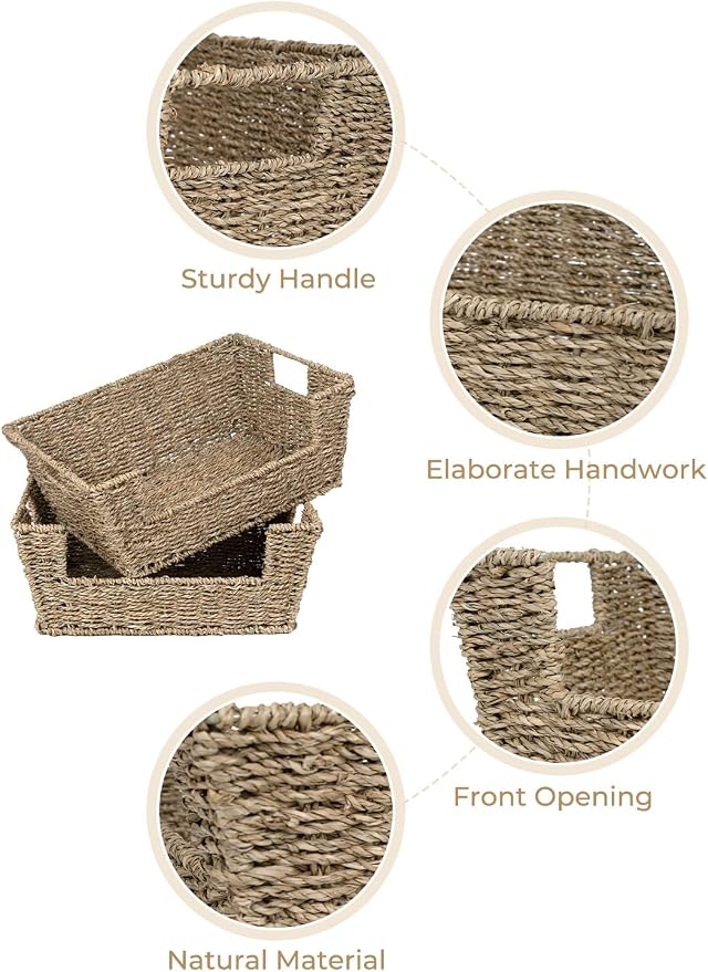 Storageworks Pantry Baskets For Organizing, Storage Baskets, Seagrass