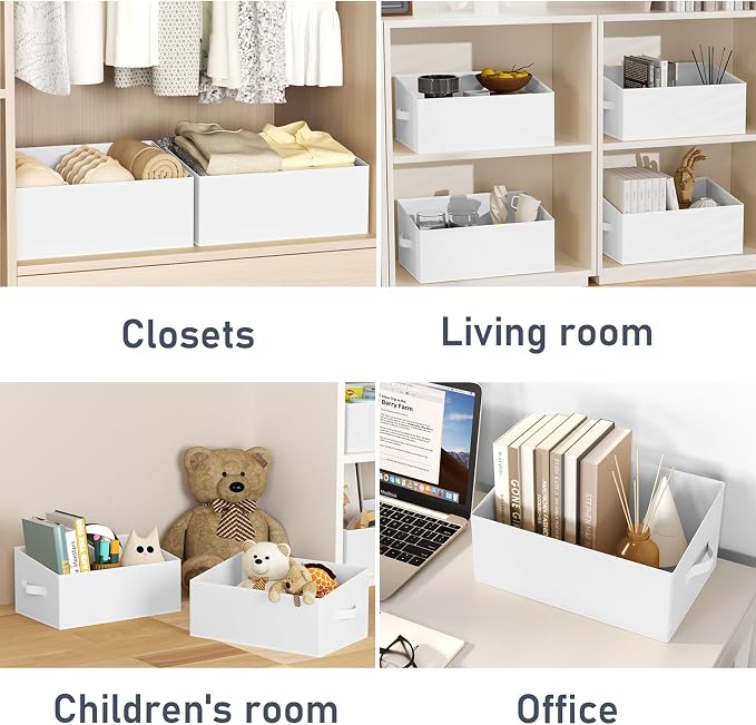 DIMJ Closet Storage Bins 6 Pack - Fabric Storage Baskets for Shelves, Large Clothes Organizers with Handles, Trapezoid Shelf Organization Storage Cubes for Purse, Toys, Books, Towel, Clothes