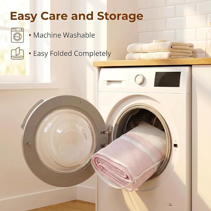 OIASKET 108L Cotton Rope Storage Basket for Living Room and Bedroom 25"x16"x16" Woven Laundry Basket, Heavy Duty Bin for Blankets, Pillows & Toys, Pet-Safe & Scratch-Free, Pink and White