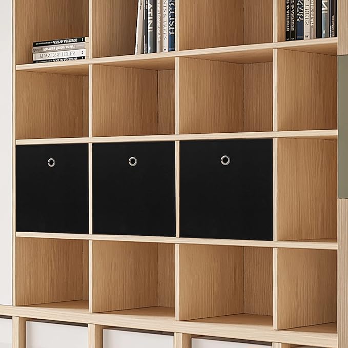 Fabric Cubes Storage Containers ,11 Inch Cloth Storage Cube Foldable Storage Bins Cubes Organizer Baskets with Handles for Shelf,Closet,Nursery,Set of 1,(Black)