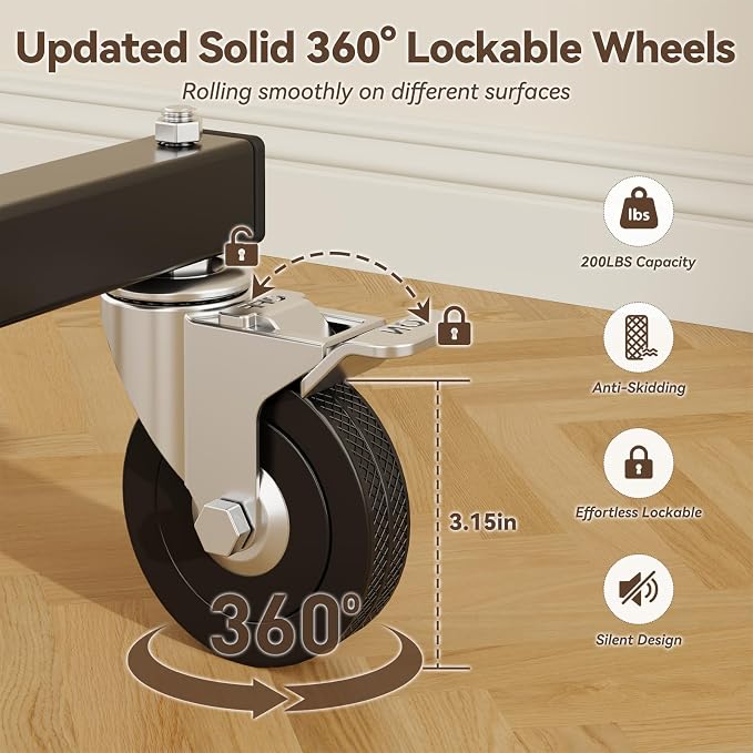 800LBS Heavy Duty Clothes Rack: Rolling Clothing Rack for Hanging Coat Double Rods Portable Wardrobe Garment Racks with Wheels Shelf Sturdy Metal Adjustable Bedroom Laundry Living Room (Brown)