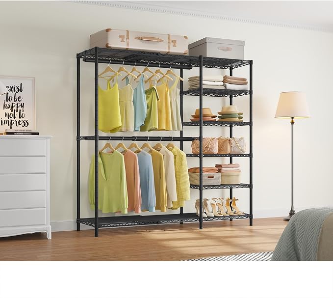 VIPEK X2 Plus Expandable Heavy Duty Clothes Rack, Closet System Black | Portable Reach-in & Walk-in Closet Rack with Adjustable Shelves and Hanger Rods 3'9"-5'2", Clothing Rack for Hanging Clothes