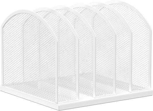 Gawerk 5-Section Vertical Desktop Organizer, 6-Section Mesh File Folder Stand Sorter for Office Home Classroom Organization