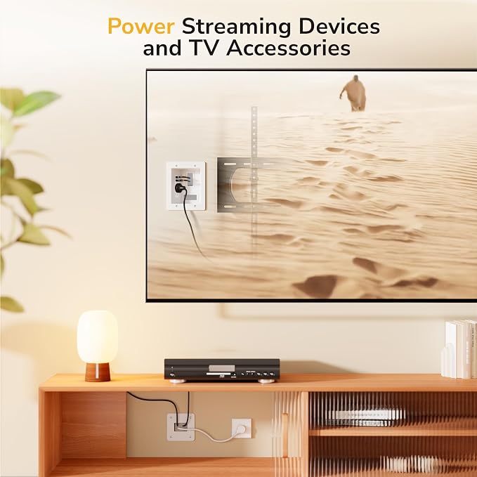 Mount-It! in-Wall TV Cable Management Kit with Recessed Power – Dual Outlet, USB-A and USB-C Ports, 9ft Cord, and Hand Saw – Easy, Safe Cable Management for Organized TV and Home Theater Setups