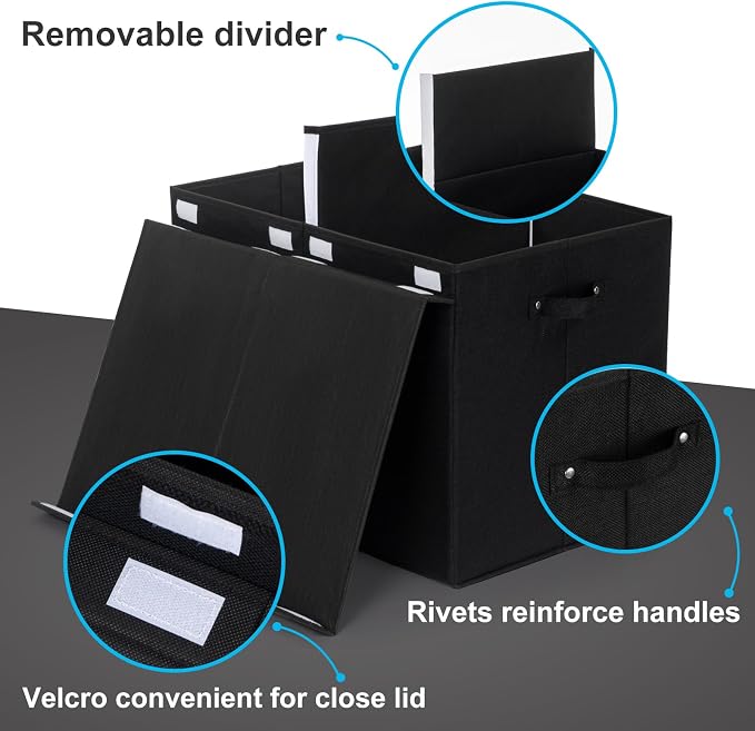 Large Toy Box Chest Storage with Flip-Top Lid, Kids Toy Storage Bin Boxes | Toy Chest with with Removable Divider for Kids, Boys, Girls, Nursery, Living Room, Bedroom, 26"x17" x17" (Linen Black)