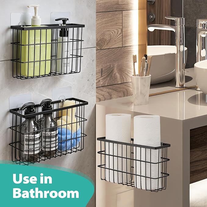 Sinnsally 3 Pack Cabinet Door Organizer,Self Adhesive Lid Organizers Inside Cabinet Storage Boxes,Hanging Storage Basket Organizer Wall Mounted Pantry Caddy Cup Holder for Kitchen,Fridge,Bathroom