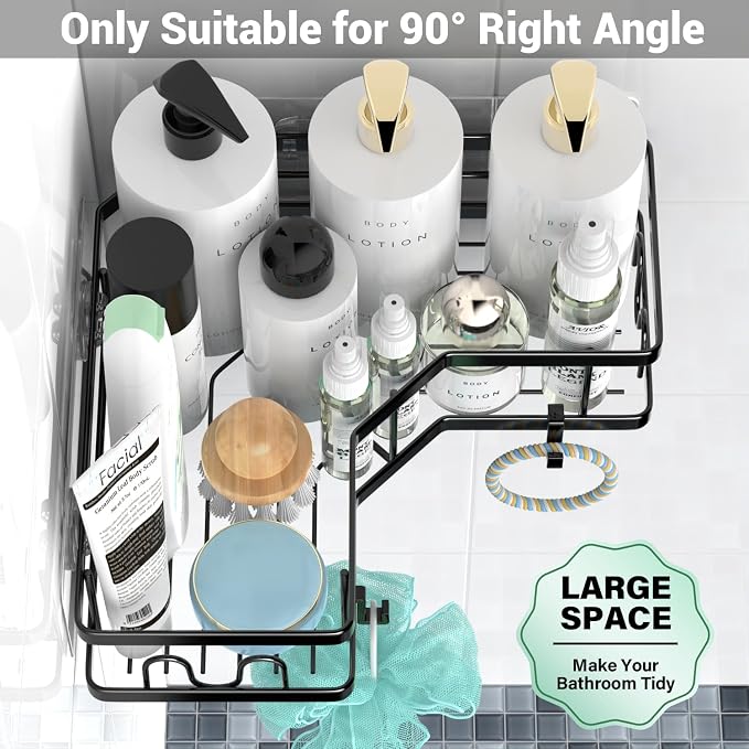AKTECKE Corner Shower Caddy Bathroom Organizer: Stainless Steel Adhesive Shower Rack - 3Pack No Drilling Shower Shelf - Rustproof Bathtub Organizer