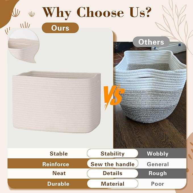 Baskets for Organizing,Storage Baskets,3 Pack Baskets for Shelfves,15"×10"×9" Woven Basket,toy storage bins,bins for organization