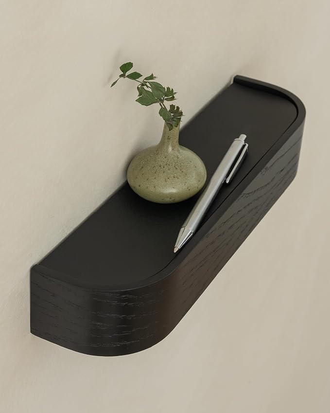 Kazai. Key Holder 'Toke' | Minimalist Key Hook Design from Berlin | Modern Key Holder Wall Mount with Wooden Shelf | Key Rack for Wall as Entryway Organizer | Oak, Black