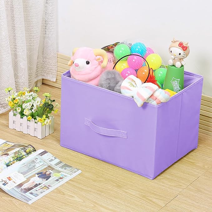 Purple Cube Storage Bins 9.0"x7.5"x7.5" Mini Size Fabirc Foldable Closet Toy Organizer Collapsible Cloth