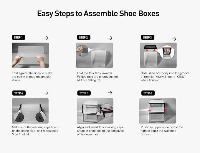 Kuject X-Large Shoe Storage Boxes 12 Pack, Clear Stackable Shoe Organizer | Shoe Case for Closet, Entryway & Under-Bed Storage, Drop-Front Design, Space-Saving Solution for Family Organization,White