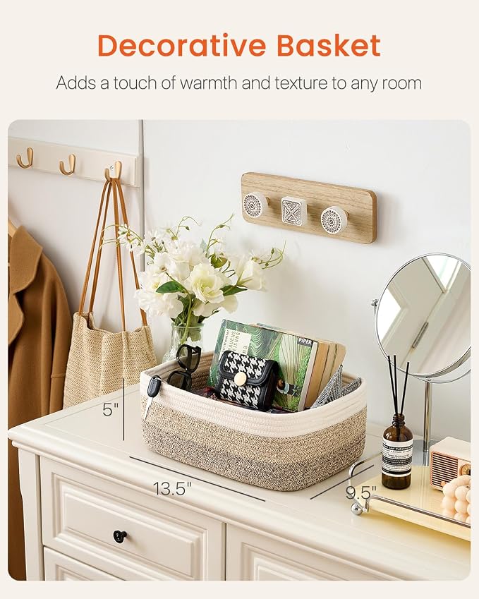 KALLAX Small Woven Storage Basket for Organizing, 13.5x9.5x5 inches, 3 Pack | Shelf baskets for closet organization, toy storage and home decor, Perfect as empty gift baskets for holidays, Gradient Brown