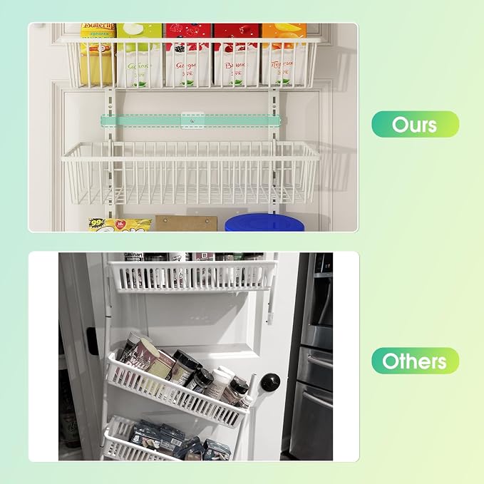 Mefirt White 9-Tier Over The Door Pantry Organizer, Pantry Organization | Pantry Hanging Organizers and Storage, Adjustable Heavy-Duty Metal for Home & Kitchen, Back of Door Seasoning Rack