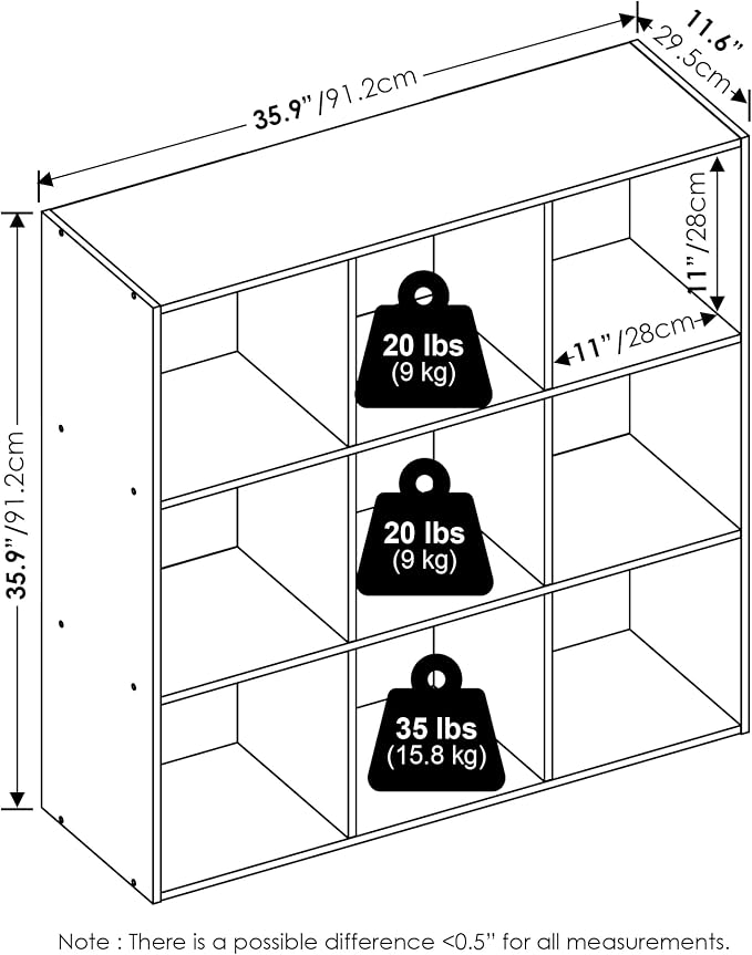 Furinno PELLI Closet Organizers and Storage, 9-Cube Closet Organizer, Open Shelf Closet Storage, for Wardrobe, Bedroom, Living Room, Americano