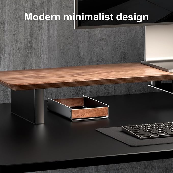 UPERGO Walnut & Aluminum Desk Drawer Organizer, Valet Tray Catchall for Men | EDC for Men, Open Top Design, Soft Felt Lining, Holds Keys Watch Pens Sticky Notes, Desk & Nightstand