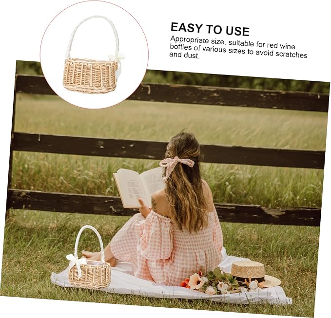 Hemobllo 1pc Hand-woven Decorative Storage Basket for Home Organization Natural Floral Basket for Weddings and Portable and Stylish Large