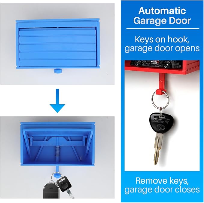 2 Pcs Car Garage Key Holder Car Key Holder for Wall 3D Easy Installation Keys Rack Wall-Mounted, Suitable for Cars Enthusiasts, Suitable for Entrances, Corridors, Front Doors (Red, Blue)