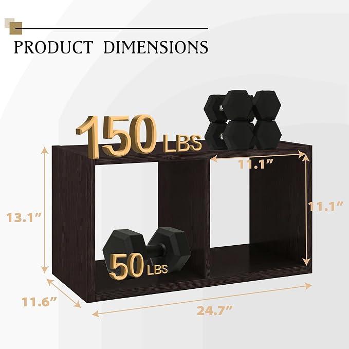 WannabeMyself【2026 Wooden Thick Frame】 2 Cube Storage Organizer with Anti-Tipping Kits, Reversible Open Back Book Shelf,Bookcase for Living Room,Bedroom,Entrance Hall,Office,11.6×24.7×13.1,Chocolate