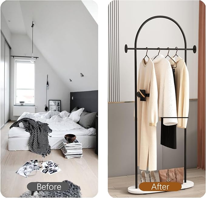 Freestanding Coat Rack with Marble Base Heavy Duty Clothes Rack Stand for Entryway, Bedroom, Living Room, Boutiques-67''H