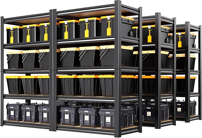 6 Pack Garage Shelving Heavy Duty Storage Shelves, Metal Adjustable Shelving Unit, Utility Garage Organizer Shelf for Basement, Pantry, Kitchen, Warehouse, 71.2" Hx31.5 Wx13.8 D, Black