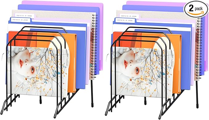 Gawerk Incline Metal Desk File Organizer with 8-Section 2 Pack