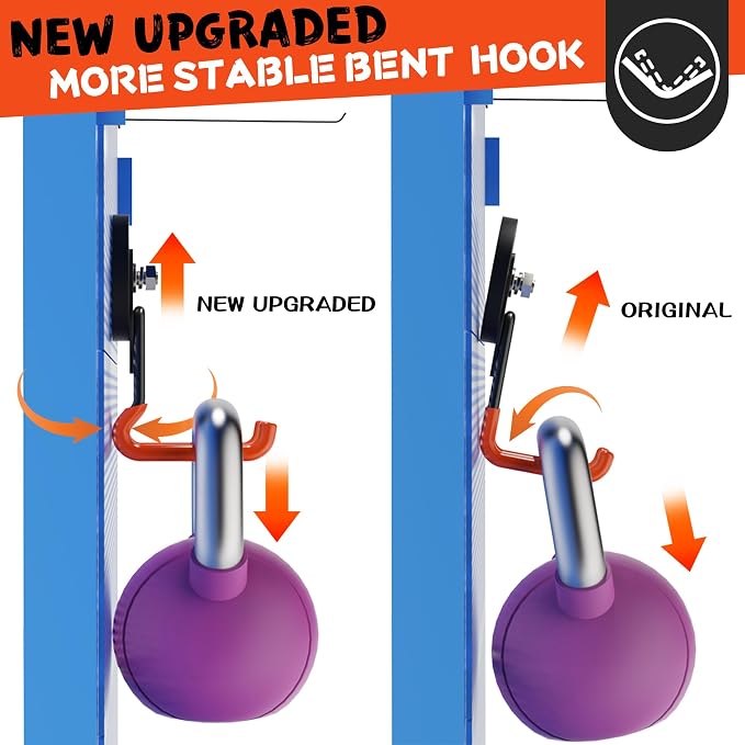 ULIBERMAGNET New Upgraded Heavy Duty Magnetic Garage Hooks,2 Pack Strong Large Magnet Hooks for Power Drill,Garden Tools,Hose,Pegboard,Garage, Workshop,Magnetic Storage Hook for Hanging(Orange)