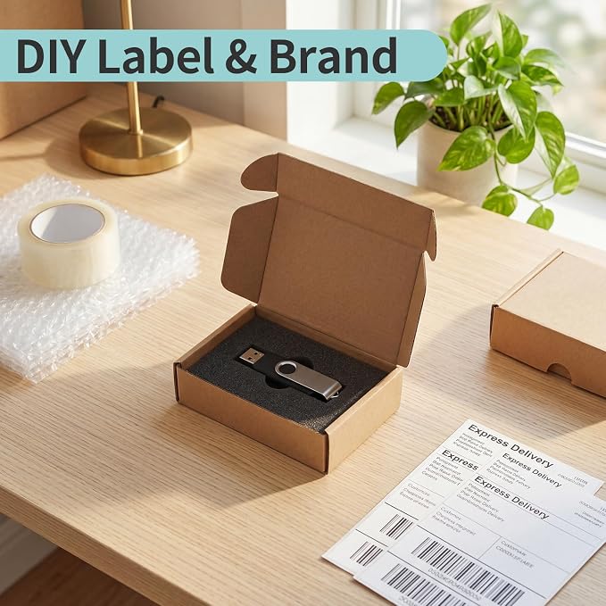 CRUGLA 6x4x1.5 Small Shipping Boxes, 100 Pack Brown Kraft Folding Mailer Boxes, 3-Ply Corrugated Cardboard Mini Box Mailers for Small Business Packaging