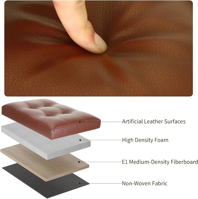 BelugaHelper Storage Ottoman Foot Rest Stool. Folding Ottoman with Storage with Thicker Foam Padded Seat. 330 lbs Footstool Bench for Living Room, Bedroom, Home Office Table, 17x13x13in, Light Brown | Small Ottoman with Storage with Thicker Foam Padded...
