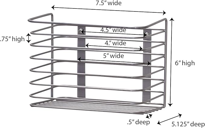 Household Essentials Door Mount Cabinet Organizer, Steel Wire Basket, Attractive Nickel Powder Coating, Great for Saving Space, Mounts to Solid Surface with Hardware Included
