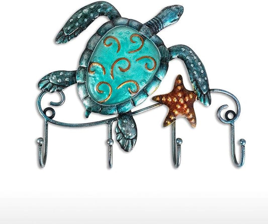 Tooarts Wall Mounted Key Holder Turtle Wall Hooks Iron Key Hook Rustic Wall Decorative Hook Living Room Bathroom Ornament