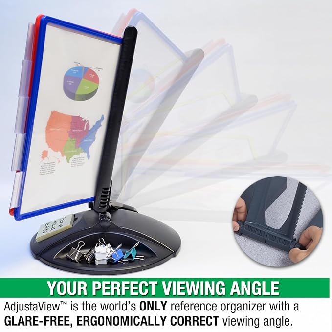 Ultimate Office Round Base 10-Pocket Desk Reference Organizer, Color Pkts | Functional Supply Storage PLUS Fast Access to 20 Letter Size Sheets. Filp and Find Your Most Important Documents in Seconds.