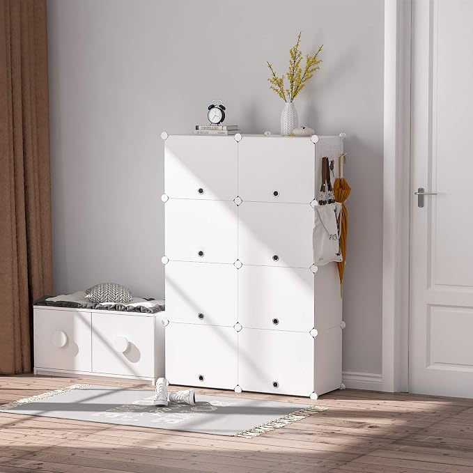 HOMIDEC Shoe Rack Organizer 24 Pair Modular Shoe Storage Cabinet for Closet | PP Plastic, Sturdy Steel Frame, Waterproof, Dustproof, Easy Clean, Shoe Shelves for Closet Garage Hallway Bedroom Entryway