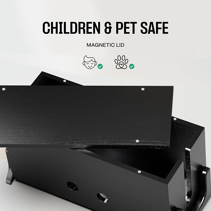 COREMINDED Extra Large Cable Management Box, Wood Cord Hider Box & Organizer for Power Strip, TV Wires & Desk Cable Storage